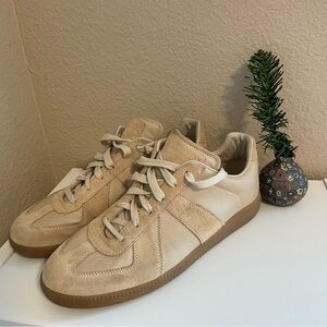 Maison Margiela Replica Calf Leather Sneakers Shoes Women 8.5 Sand Beige